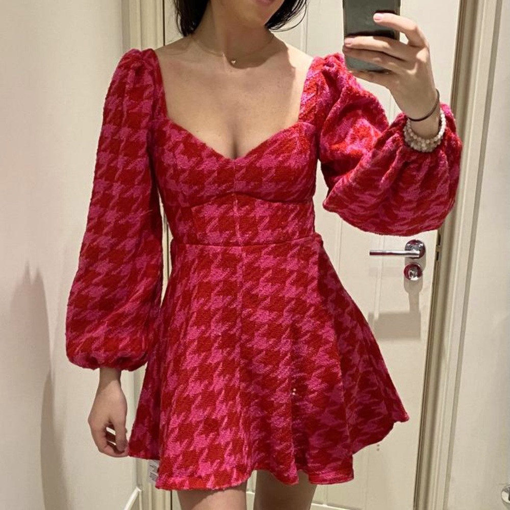 NWT ASOS Houndstooth Corset Dress Sweetheart Neckline